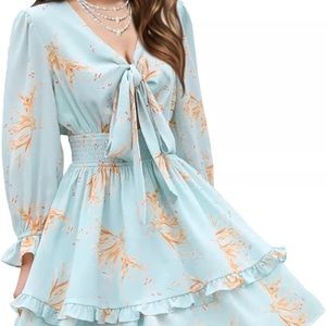 Front Tie Tiered Ruffle Layer Mini Dress